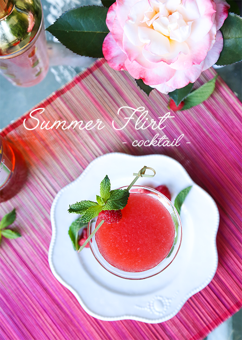 Summer Flirt Cocktail: Veev, Aperol, Raspberries, Raspberry Simple Syrup, Lemon 