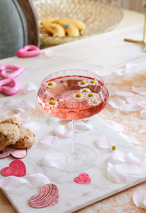 Flowers and Champagne Cocktail (a Valentine's Day cocktail recipe)