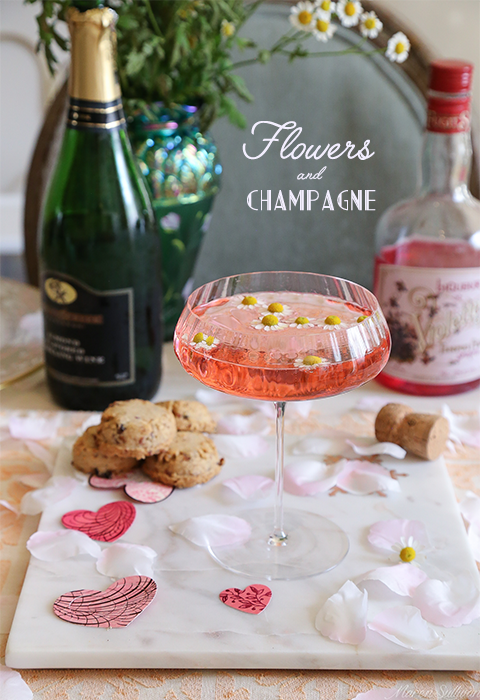 Flowers and Champagne Cocktail (a Valentine's Day cocktail recipe)