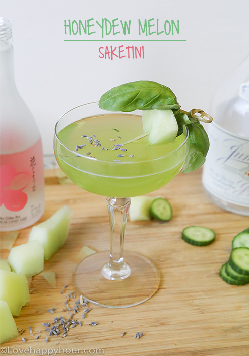 Honeydew Melon Saketini cocktail by Maren Swanson.#cocktail #recipe #honewdew