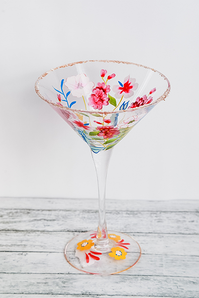 Floral Martini Glass