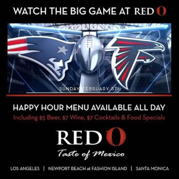 Super Bowl Happy Hours + Drink and Food Specials in Los Angeles (2017)