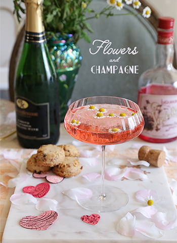 Flowers and Champagne Cocktail